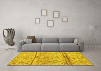 Machine Washable Oriental Yellow Modern Rug, wshabs4355yw