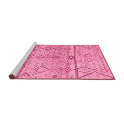 Sideview of Machine Washable Oriental Pink Modern Rug, wshabs4355pnk
