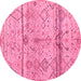 Round Oriental Pink Modern Rug, abs4355pnk