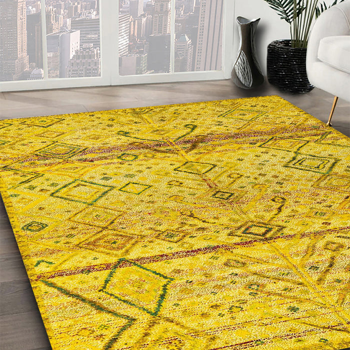 Machine Washable Abstract Caramel Brown Rug in a Family Room, wshabs4355