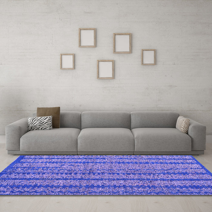Machine Washable Oriental Purple Modern Area Rugs in a Living Room, wshabs4356pur