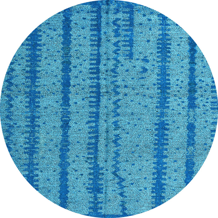 Round Machine Washable Oriental Light Blue Modern Rug, wshabs4356lblu