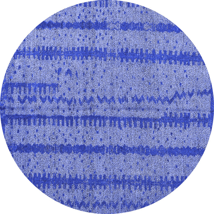 Round Machine Washable Oriental Blue Modern Rug, wshabs4356blu