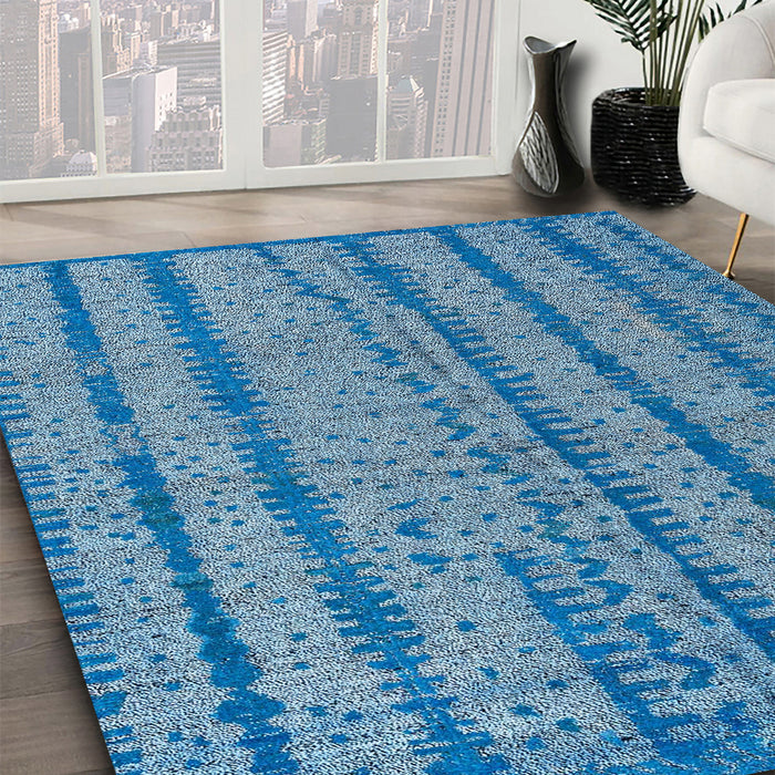 Machine Washable Abstract Blue Rug in a Family Room, wshabs4356
