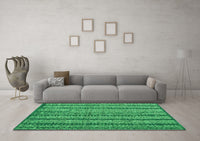 Machine Washable Oriental Green Modern Rug, wshabs4356grn