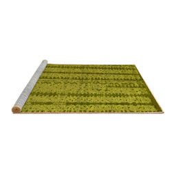Sideview of Machine Washable Oriental Yellow Modern Rug, wshabs4356yw