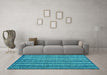 Machine Washable Oriental Turquoise Modern Area Rugs in a Living Room,, wshabs4356turq