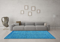 Machine Washable Oriental Light Blue Modern Rug, wshabs4356lblu