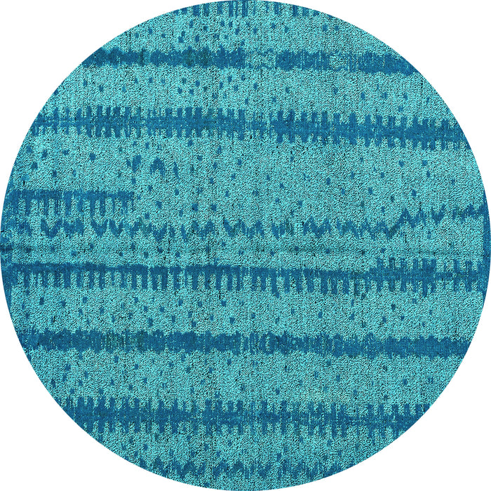 Round Machine Washable Oriental Turquoise Modern Area Rugs, wshabs4356turq