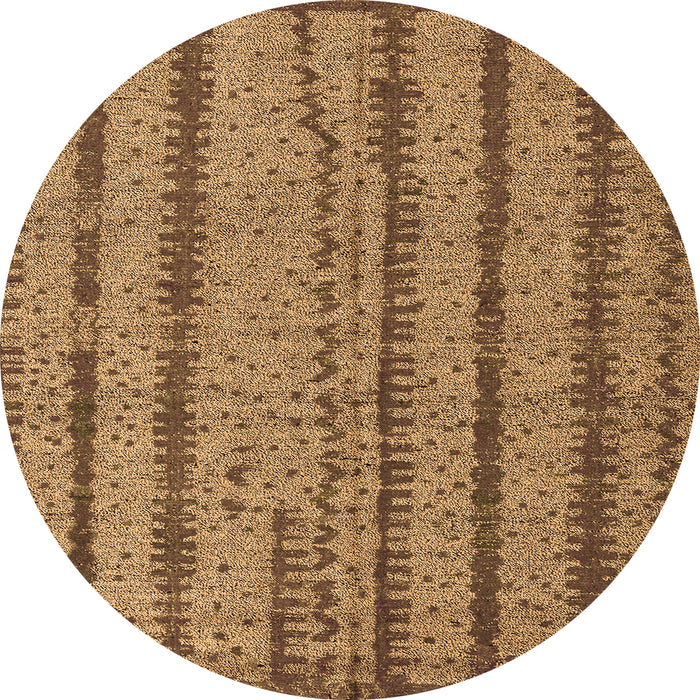Round Machine Washable Oriental Orange Modern Area Rugs, wshabs4356org
