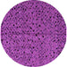 Round Machine Washable Oriental Pink Modern Rug, wshabs4357pnk