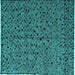 Square Machine Washable Oriental Turquoise Modern Area Rugs, wshabs4357turq