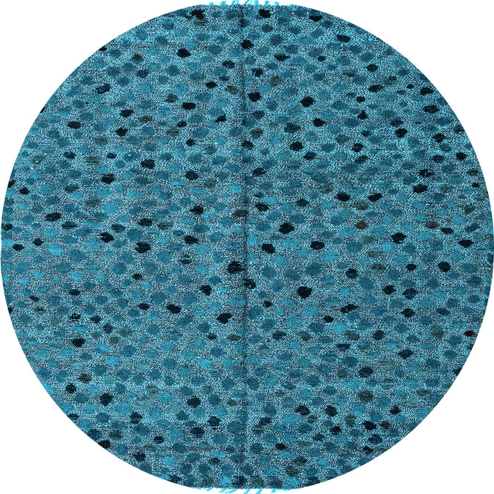 Round Oriental Light Blue Modern Rug, abs4357lblu