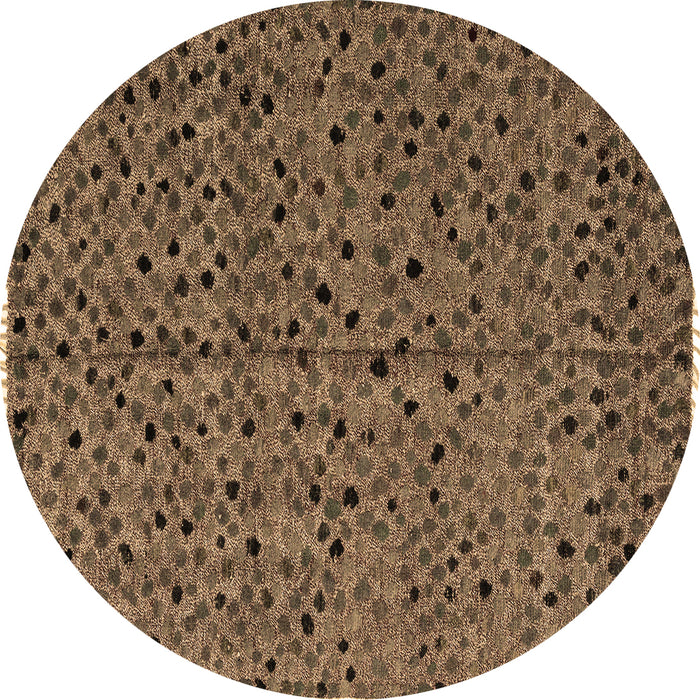 Round Machine Washable Oriental Brown Modern Rug, wshabs4357brn