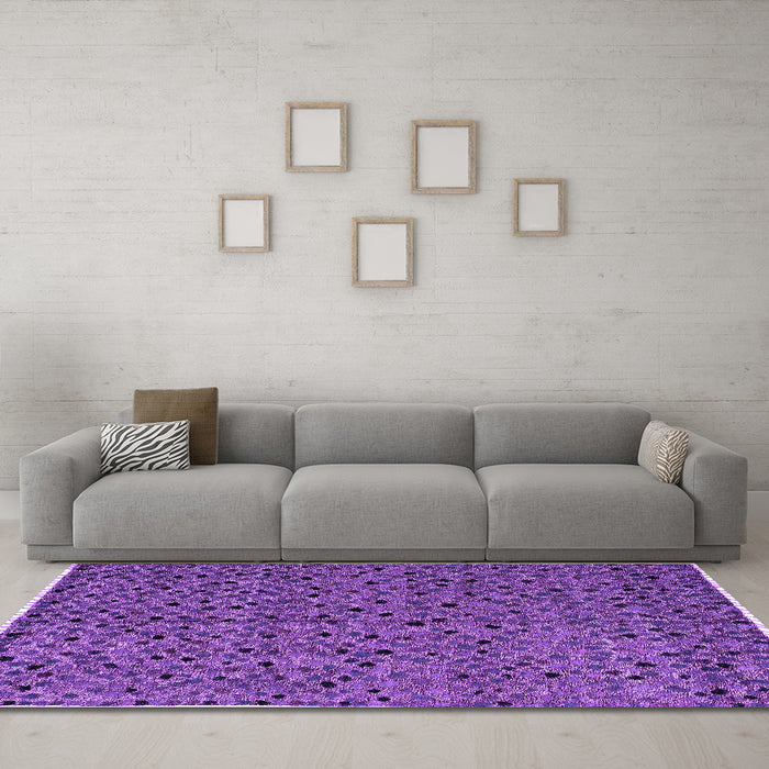 Machine Washable Oriental Purple Modern Area Rugs in a Living Room, wshabs4357pur