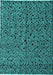 Machine Washable Oriental Turquoise Modern Area Rugs, wshabs4357turq