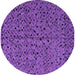 Round Machine Washable Oriental Purple Modern Area Rugs, wshabs4357pur