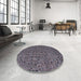 Round Abstract Lavender Purple Oriental Rug in a Office, abs4357