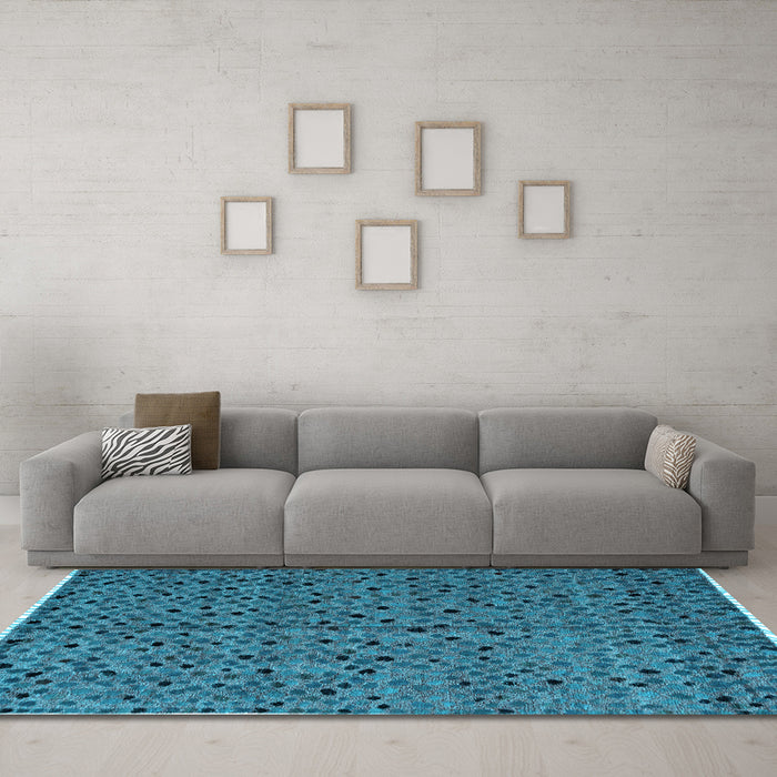 Machine Washable Oriental Light Blue Modern Rug in a Living Room, wshabs4357lblu