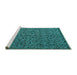 Sideview of Machine Washable Oriental Turquoise Modern Area Rugs, wshabs4357turq