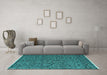 Machine Washable Oriental Turquoise Modern Area Rugs in a Living Room,, wshabs4357turq