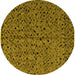 Round Machine Washable Oriental Yellow Modern Rug, wshabs4357yw