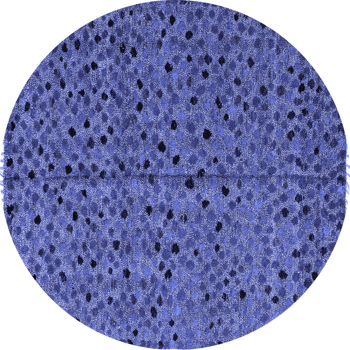 Round Machine Washable Oriental Blue Modern Rug, wshabs4357blu