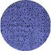 Round Machine Washable Oriental Blue Modern Rug, wshabs4357blu