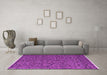 Machine Washable Oriental Pink Modern Rug in a Living Room, wshabs4357pnk