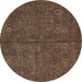 Round Machine Washable Oriental Brown Modern Rug, wshabs4358brn