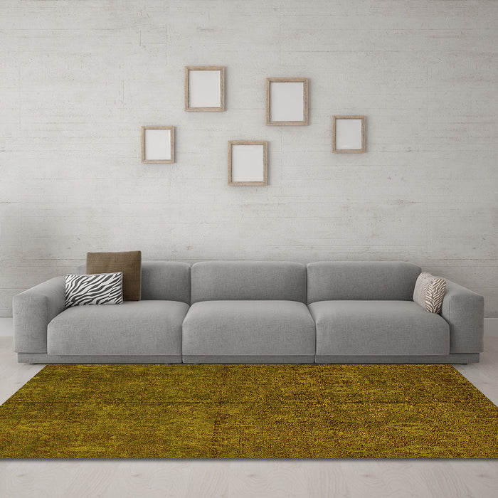 Machine Washable Oriental Yellow Modern Rug in a Living Room, wshabs4358yw
