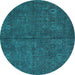 Round Oriental Turquoise Modern Rug, abs4358turq