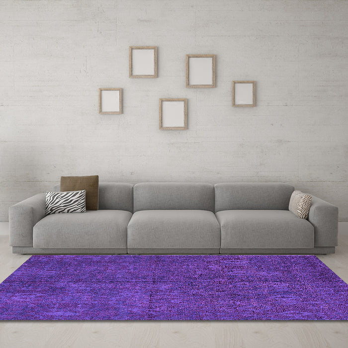 Machine Washable Oriental Purple Modern Area Rugs in a Living Room, wshabs4358pur