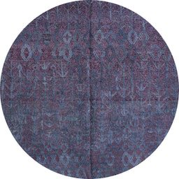Round Machine Washable Abstract Plum Purple Rug, wshabs4358