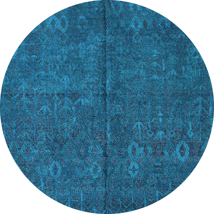 Round Oriental Light Blue Modern Rug, abs4358lblu