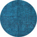 Round Oriental Light Blue Modern Rug, abs4358lblu