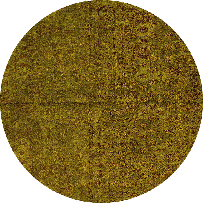 Round Oriental Yellow Modern Rug, abs4358yw