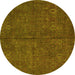 Round Oriental Yellow Modern Rug, abs4358yw