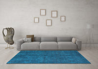 Machine Washable Oriental Light Blue Modern Rug, wshabs4358lblu