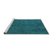 Sideview of Machine Washable Oriental Turquoise Modern Area Rugs, wshabs4358turq