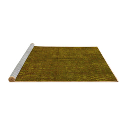 Sideview of Machine Washable Oriental Yellow Modern Rug, wshabs4358yw