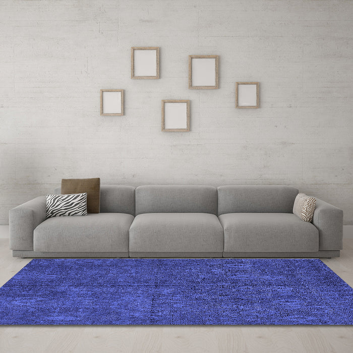Machine Washable Oriental Blue Modern Rug in a Living Room, wshabs4358blu