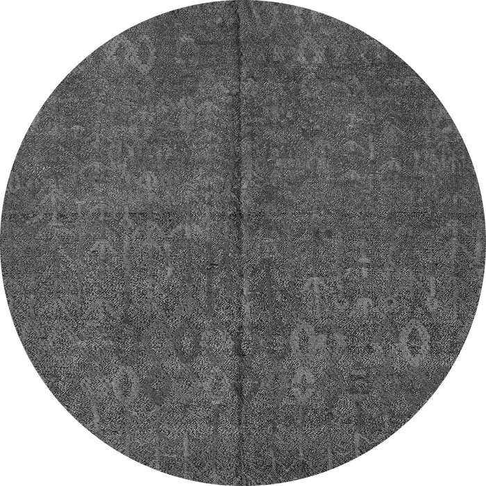 Round Machine Washable Oriental Gray Modern Rug, wshabs4358gry