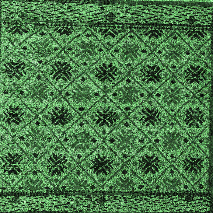 Square Abstract Emerald Green Modern Rug, abs4359emgrn