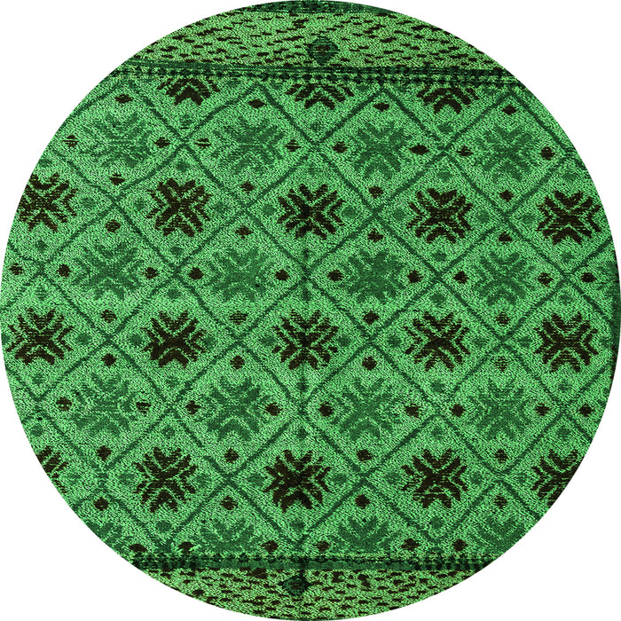 Round Abstract Green Modern Rug, abs4359grn
