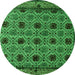 Round Abstract Green Modern Rug, abs4359grn