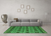 Machine Washable Abstract Green Modern Rug, wshabs4359grn