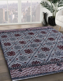 Abstract Dark Gray Modern Rug in Family Room, abs4359
