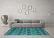 Machine Washable Abstract Turquoise Modern Area Rugs in a Living Room,, wshabs4359turq