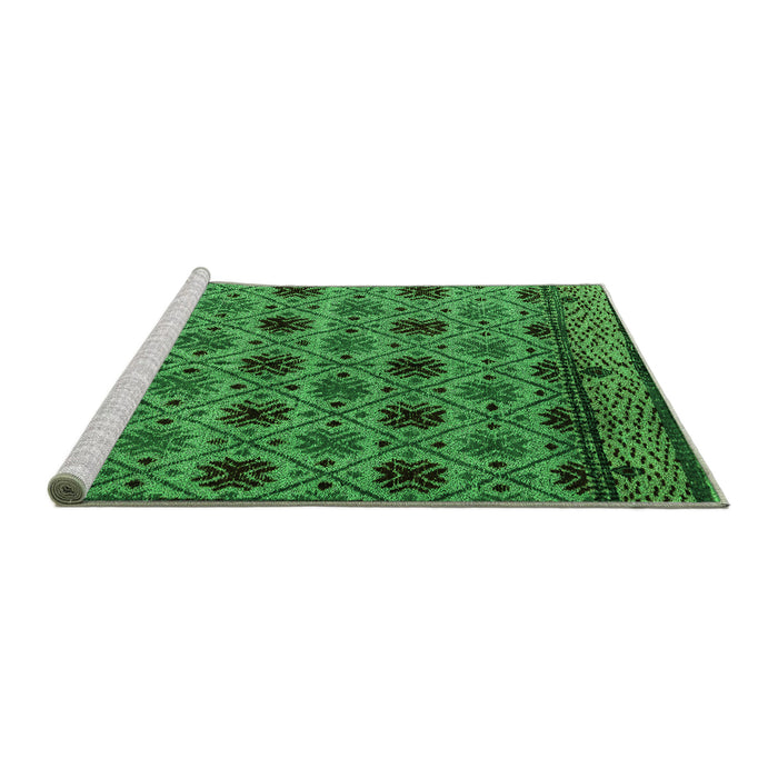 Sideview of Machine Washable Abstract Green Modern Area Rugs, wshabs4359grn